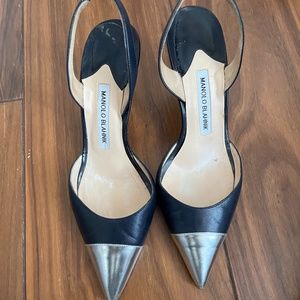 Manolo Blahnik Leather Slingback Pumps